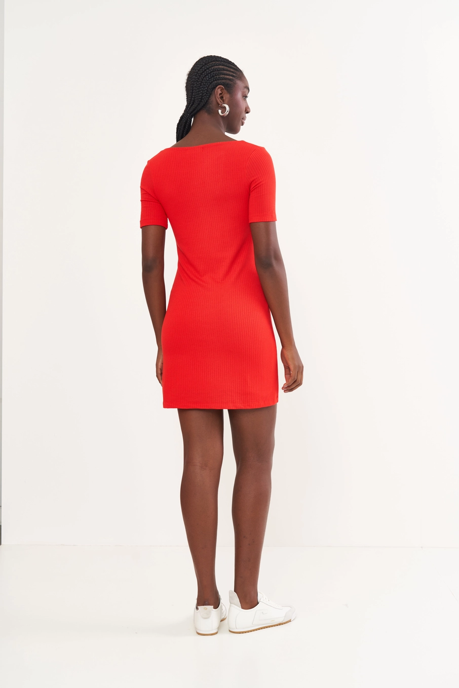 Vestido Justo Canelado Vermelho