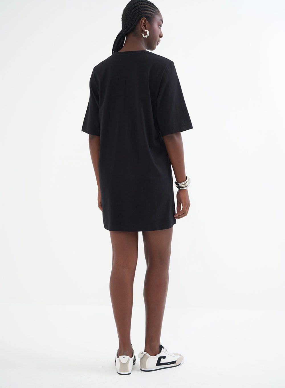 Vestido T-shirt Com Estampa Preto