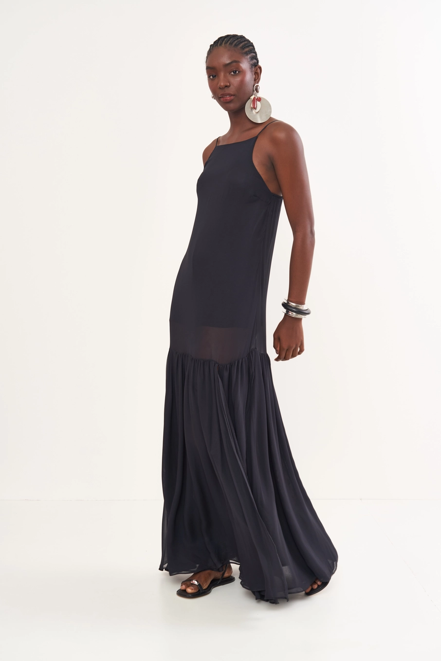 Vestido Feminino Com Alças Finas Preto