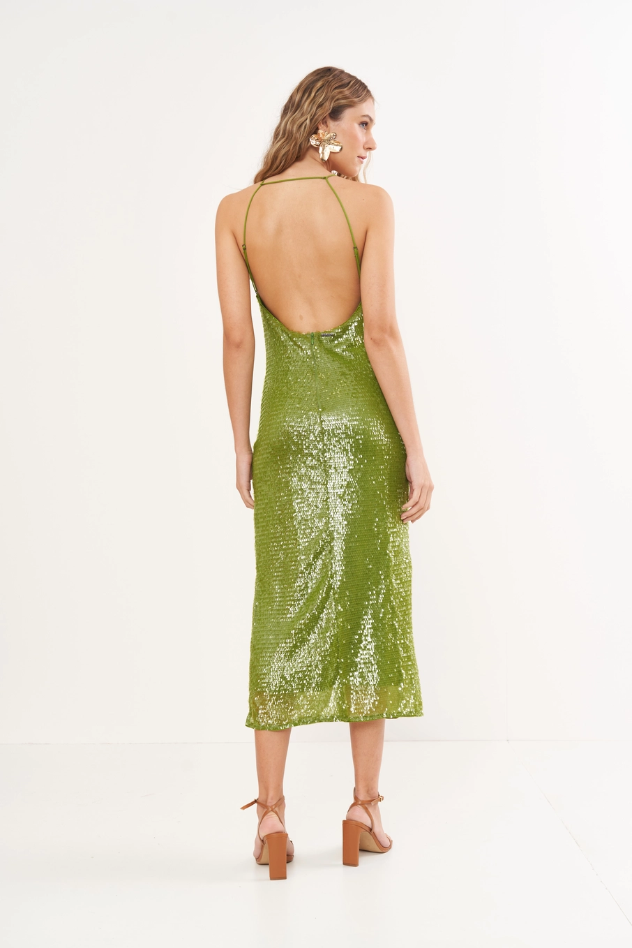 Vestido Feminino Costas Abertas Verde