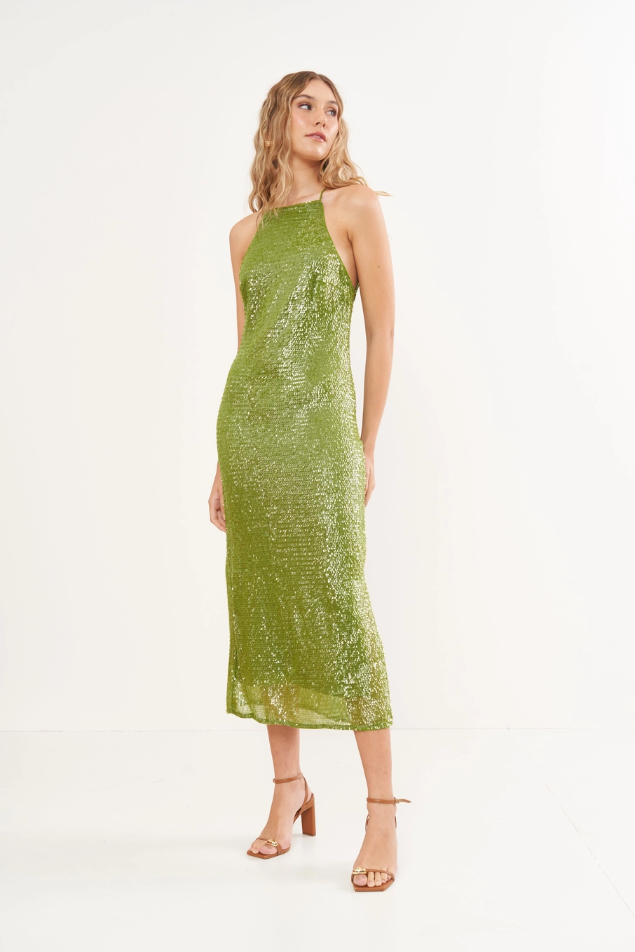 Vestido Feminino Costas Abertas Verde