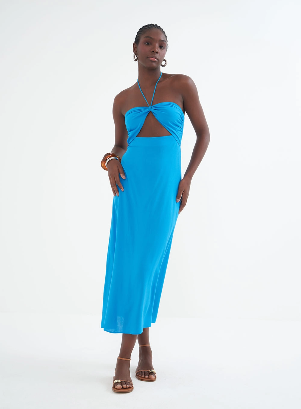 Vestido Tecido Plano Helen New Premium Azul