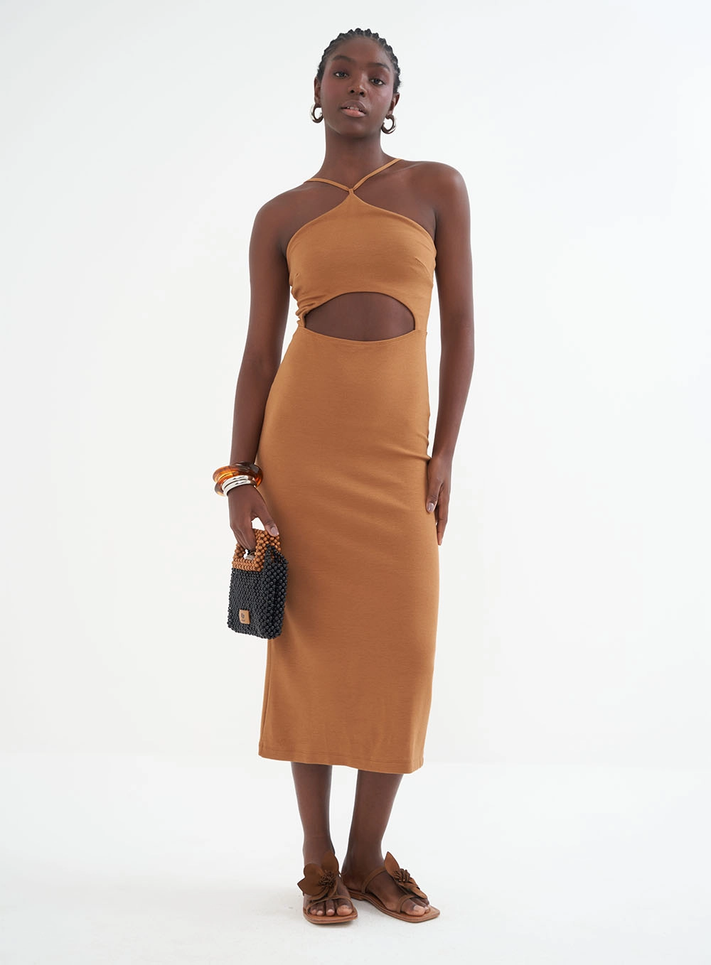 Vestido Malha Marrocan Marrom Evermore