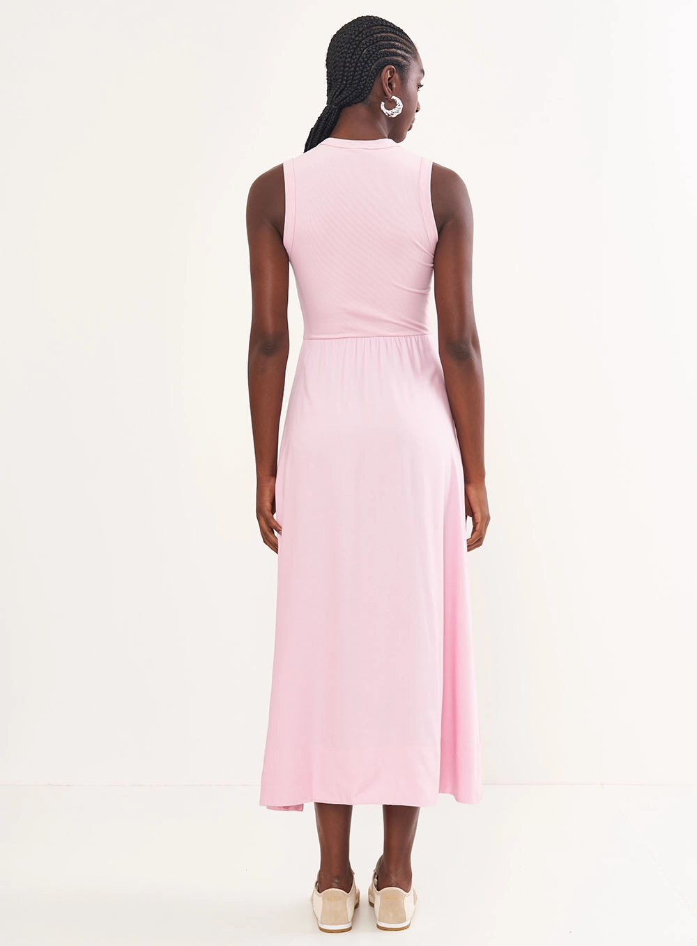 Vestido Midi Acinturado Rosa