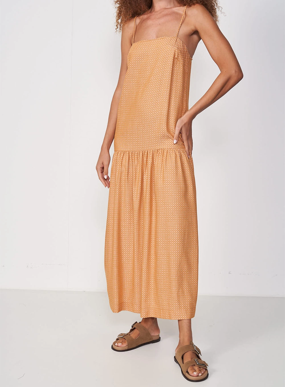 Vestido Jacquard Laranja