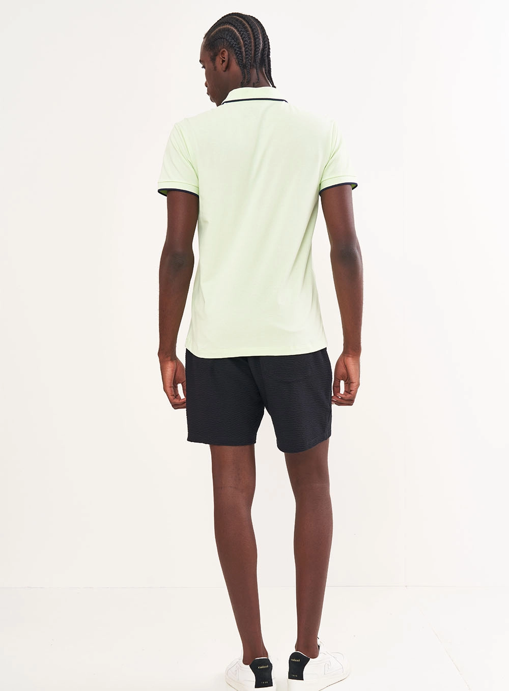 Polo Masculina Comfy Com Detalhe Em Listras Verde
