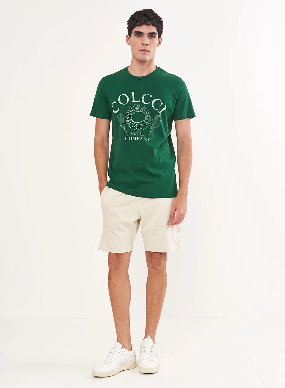 Camiseta Masculina Manga Curta Com Estampa Frontal Verde