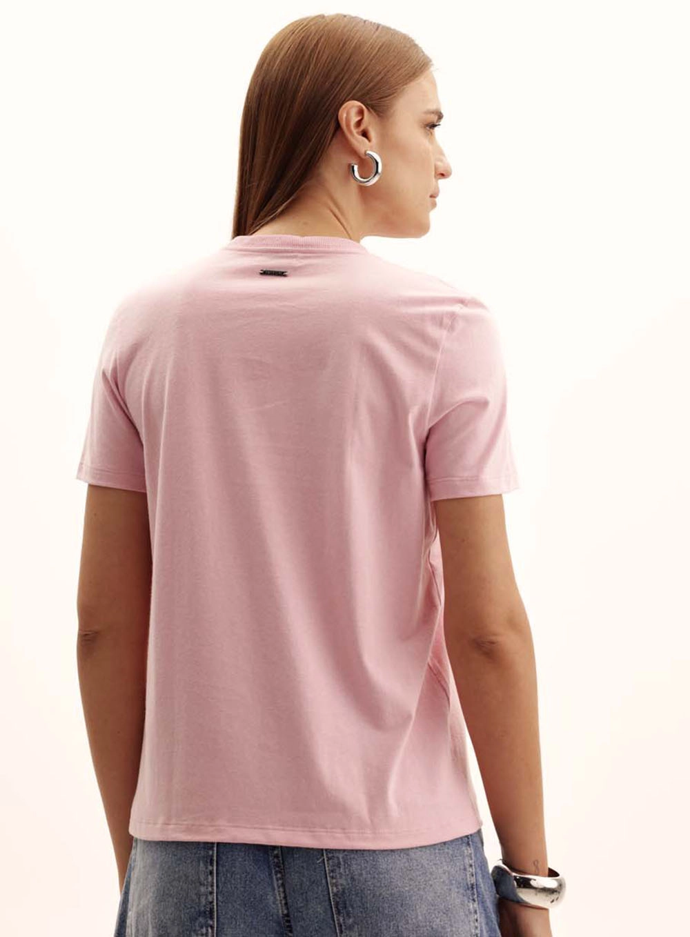 Camiseta Feminina Comfort Gola Redonda Rosa 4