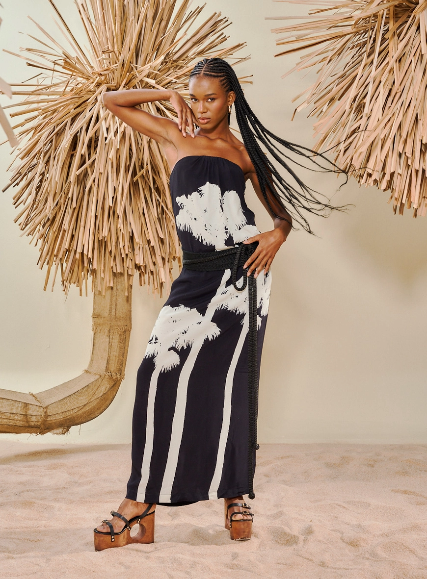 全新未开封Flora ribbon long dress AM1917 Vestido Column Dress Longo Estampado Vestido Column Dress Longo