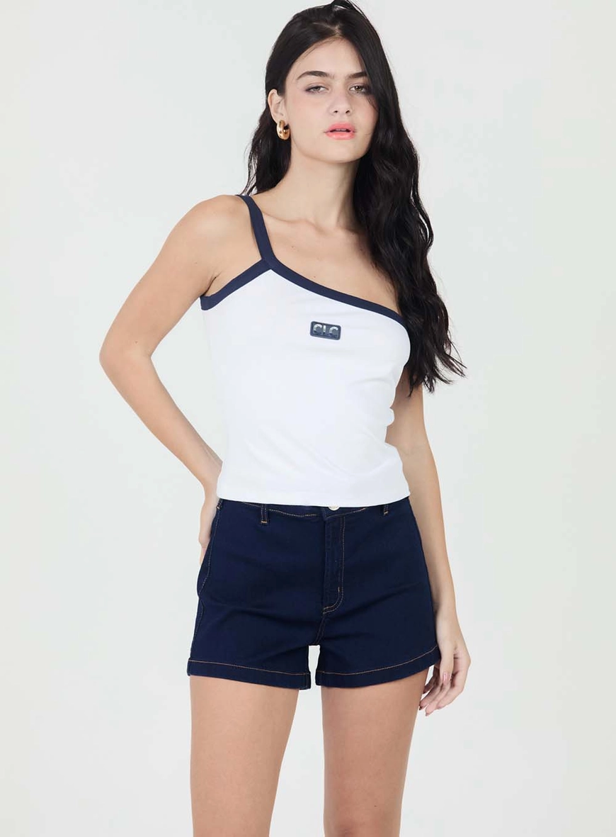 Blusa Small Canelada Com Contraste Branco 2