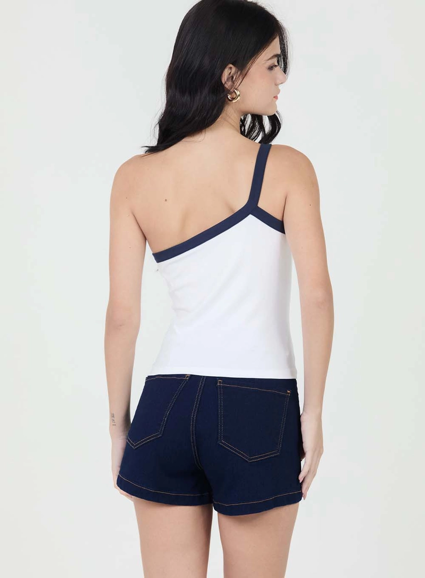 Blusa Small Canelada Com Contraste Branco 3