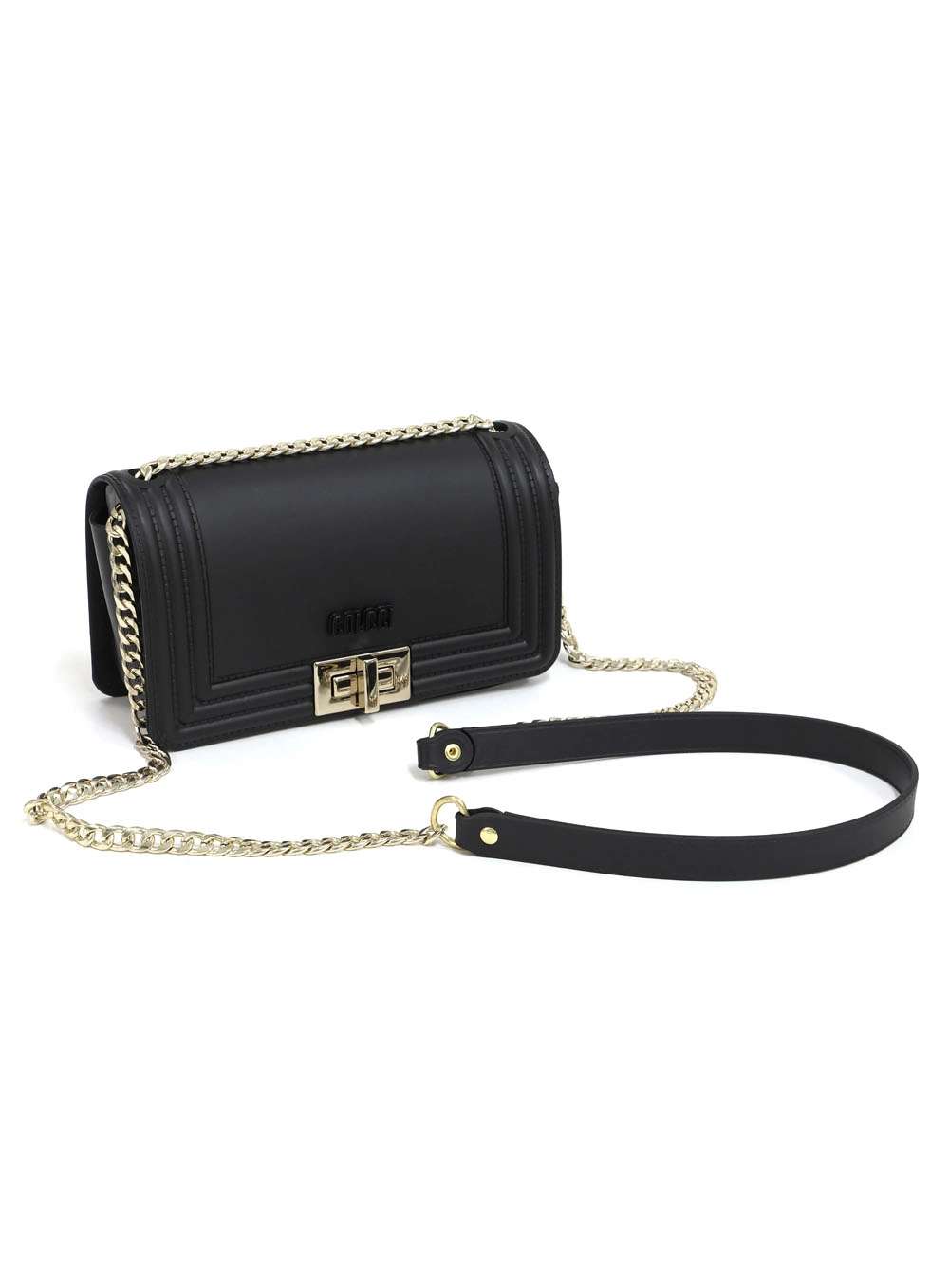 Bolsa Flap Com Correntes Pequim Preto