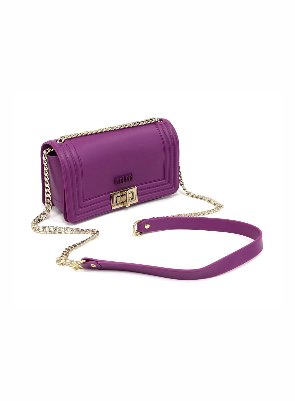 Bolsa Flap Com Correntes Pequim Roxo