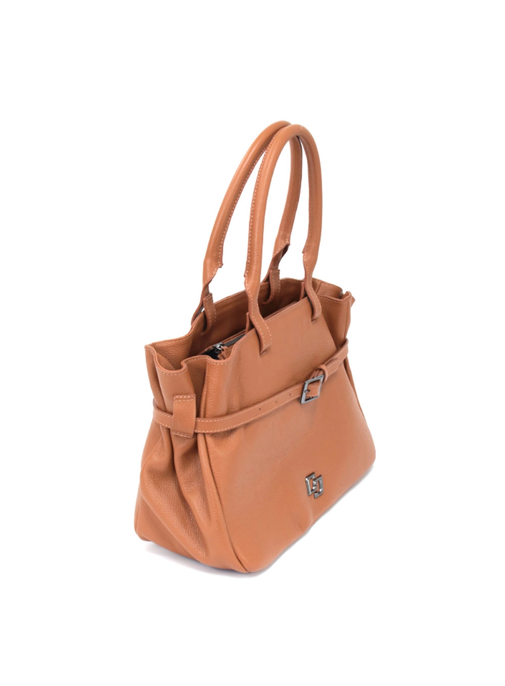 Bolsa Couro Grande Fecho Fivela Caramelo