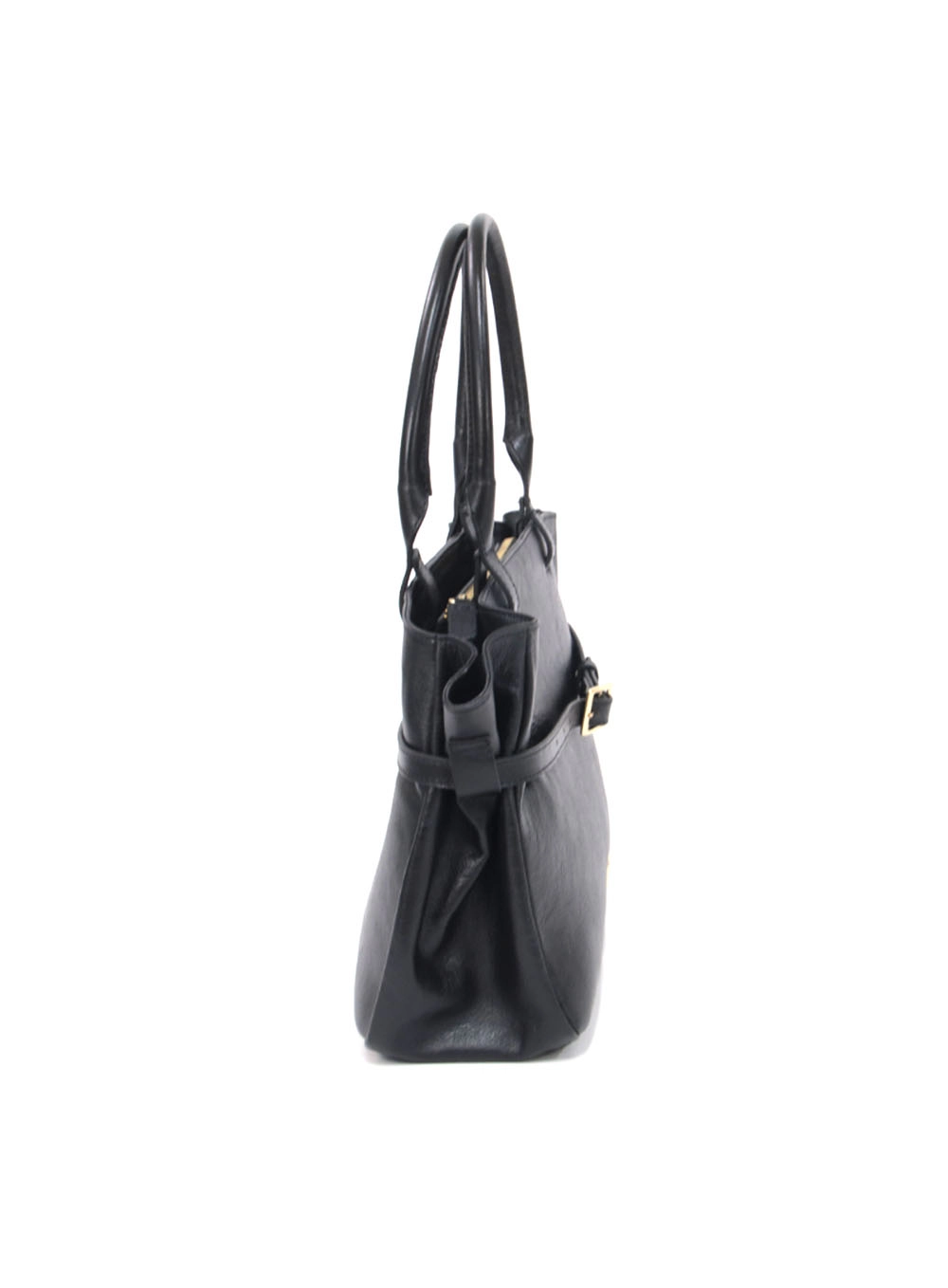 Bolsa Couro Grande Fecho Fivela Preto