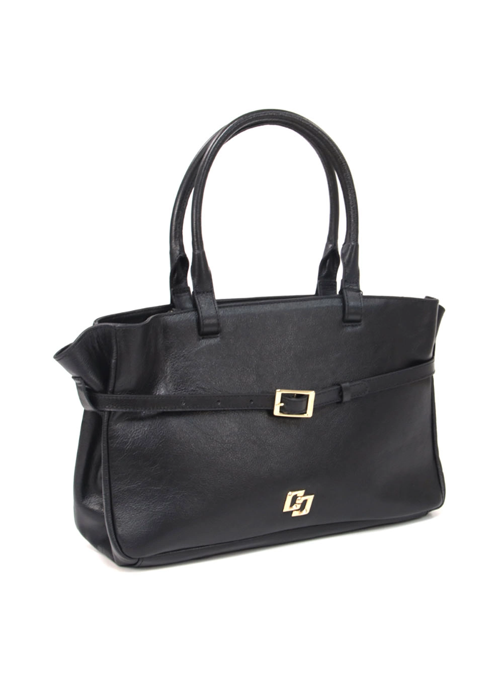 Bolsa Couro Grande Fecho Fivela Preto