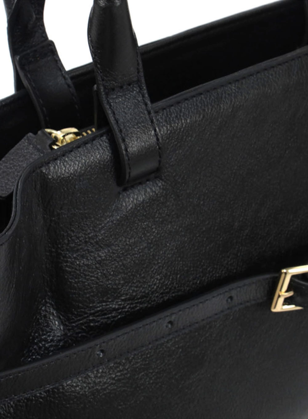 Bolsa Couro Grande Fecho Fivela Preto