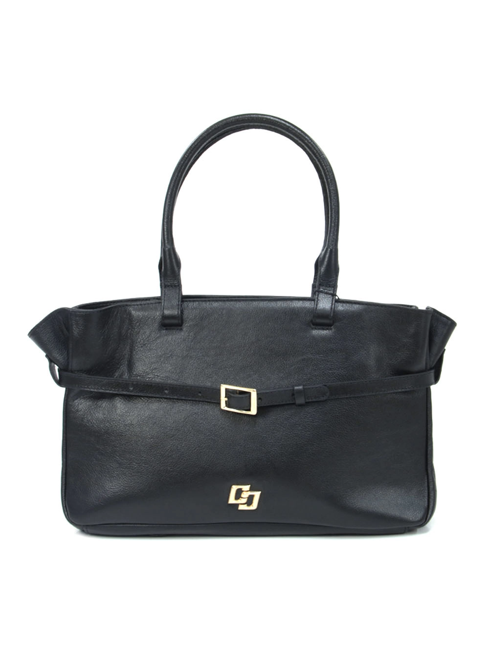 Bolsa Couro Grande Fecho Fivela Preto