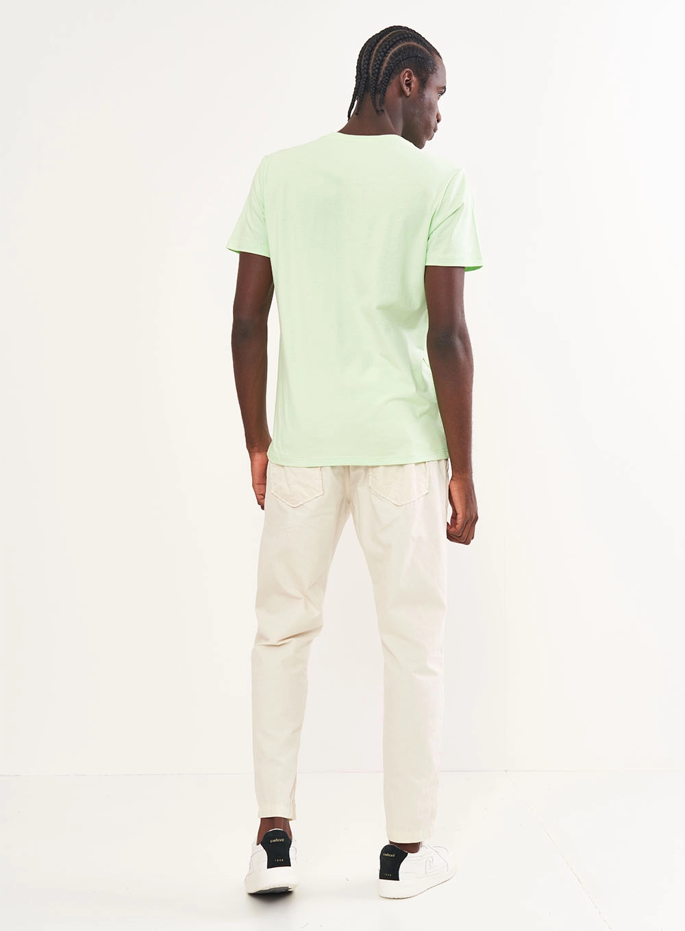 Camiseta Masculina Manga Curta Com Estampa Lateral Verde