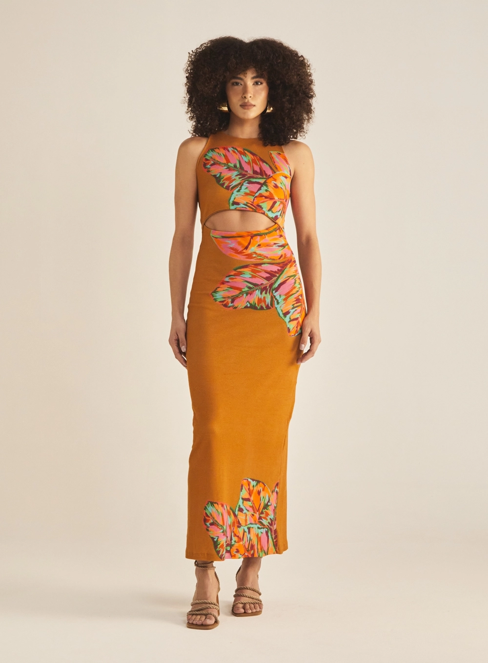 Vestido Slim Longo Com Recorte Estampado Estampados 2