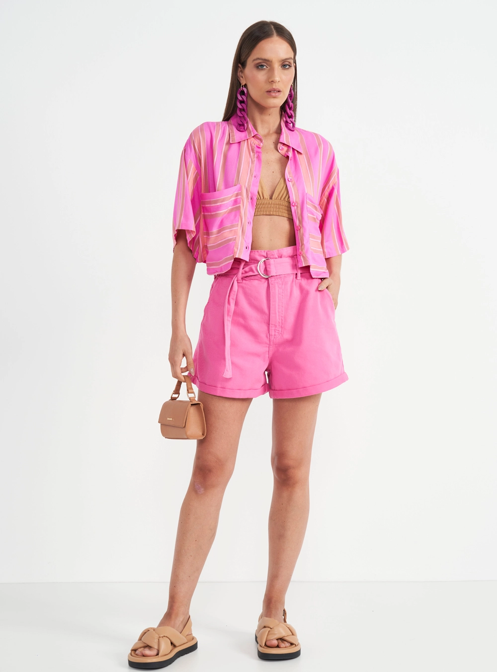 Short Sarja Rosa Cinto Joana Rosa
