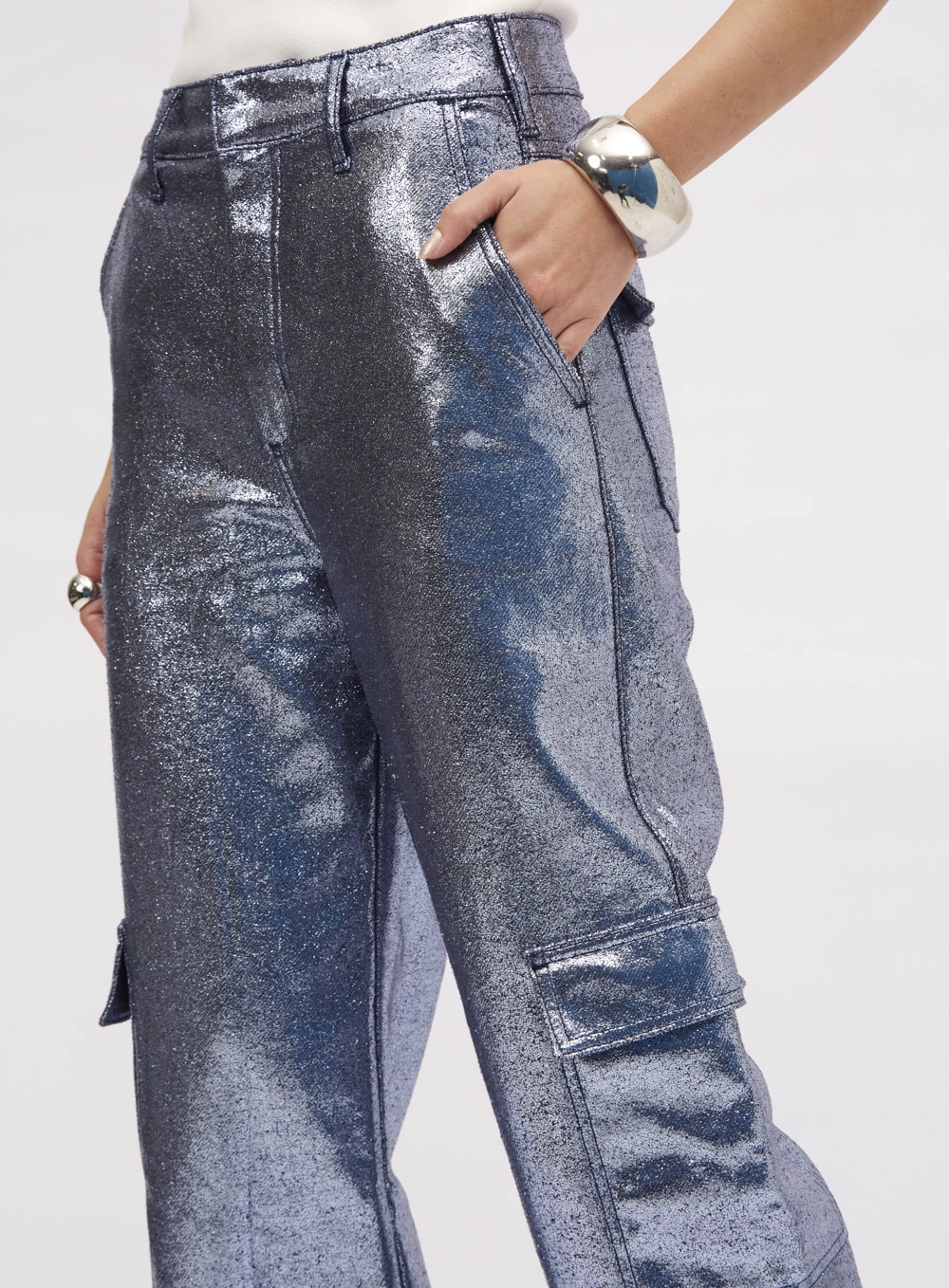 Calça Jeans Metalizada Reta Estampados 4