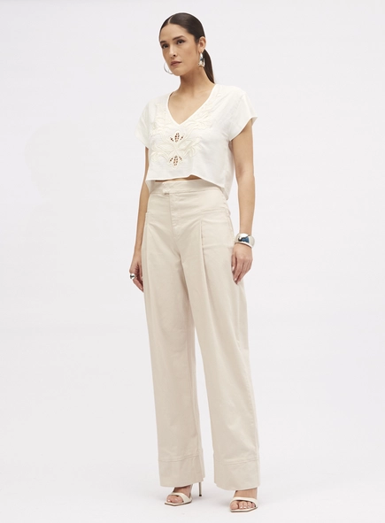Calça Feminina Alfaiataria Wide Leg Com Pregas