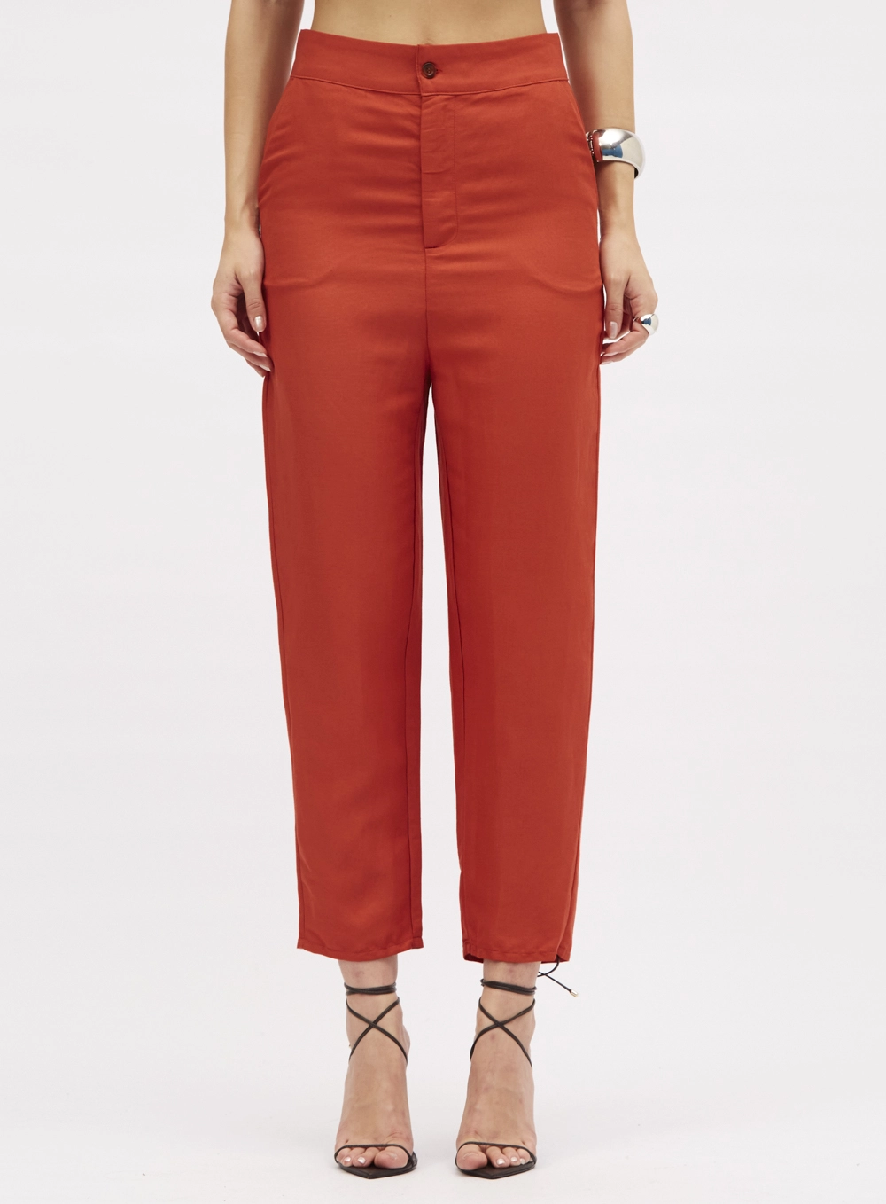Calça Feminina Alfaiataria Carrot Laranja 2