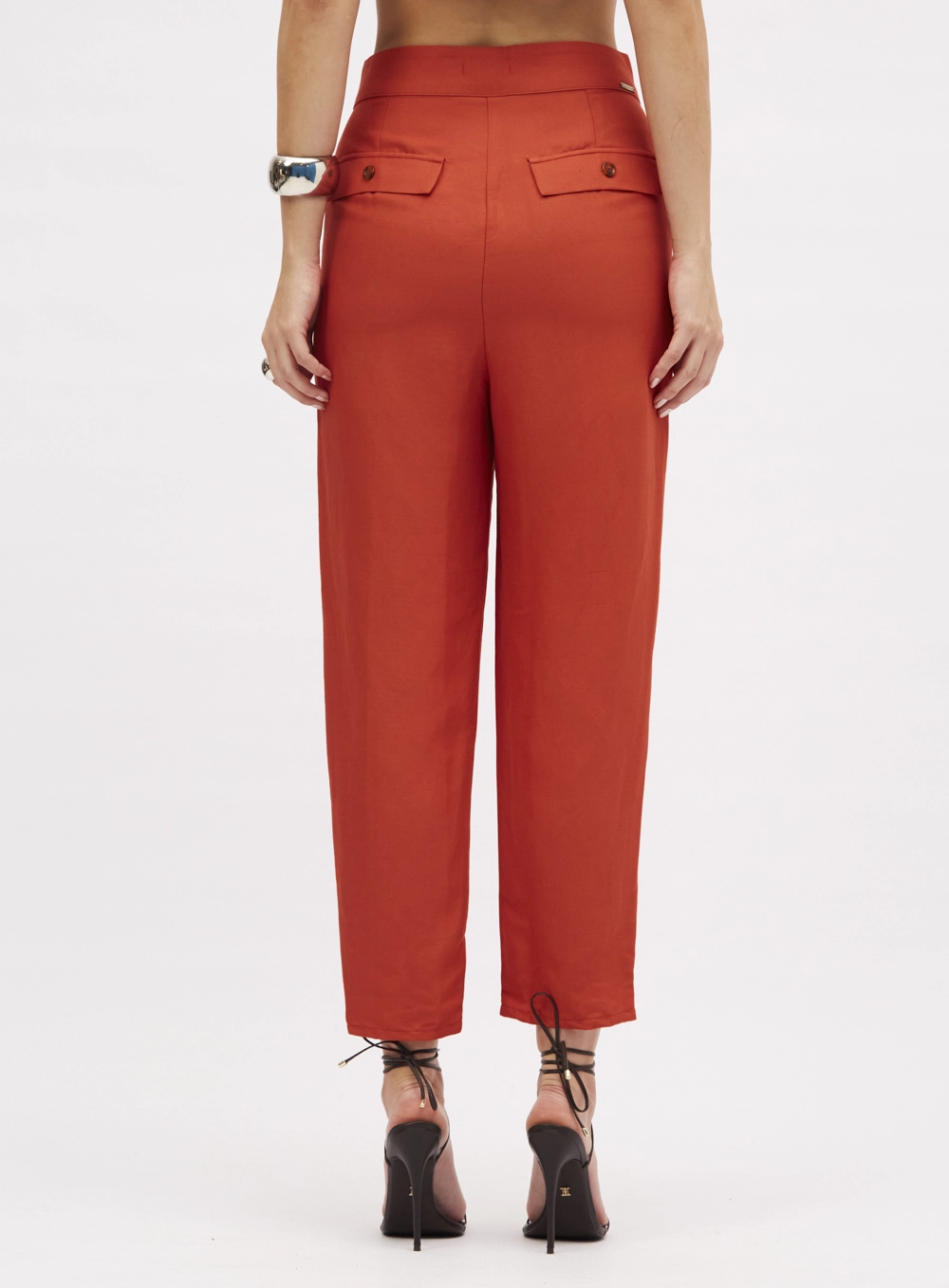Calça Feminina Alfaiataria Carrot Laranja 3