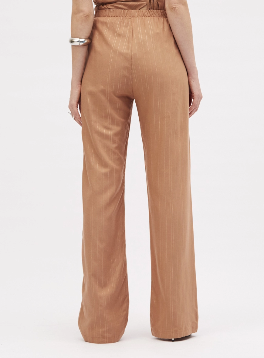 Calça Feminina Listrada Pantalona Amarração Estampados 3