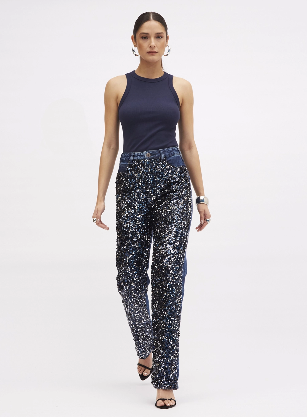 Calça Jeans Com Paete Índigo 1