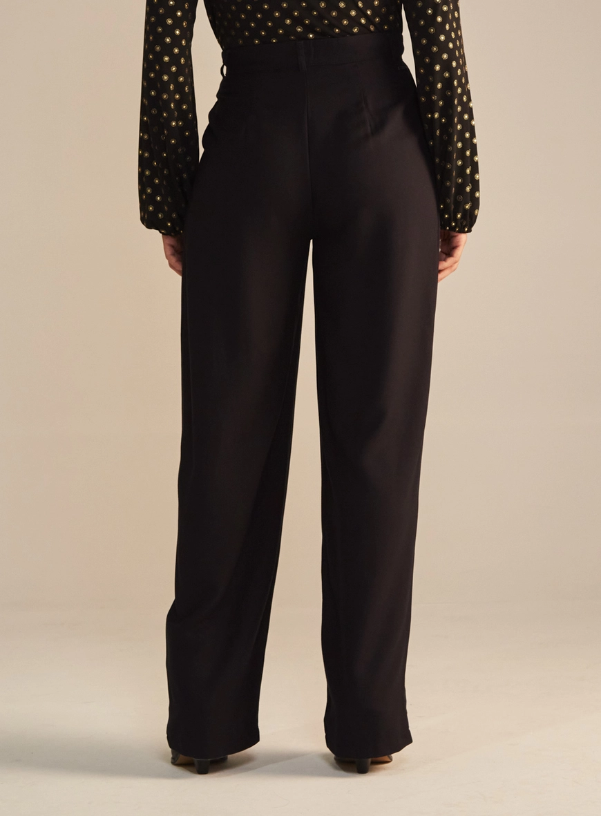 Calça Feminina Alfaiataria Wide Leg Cintura Alta Preto 4