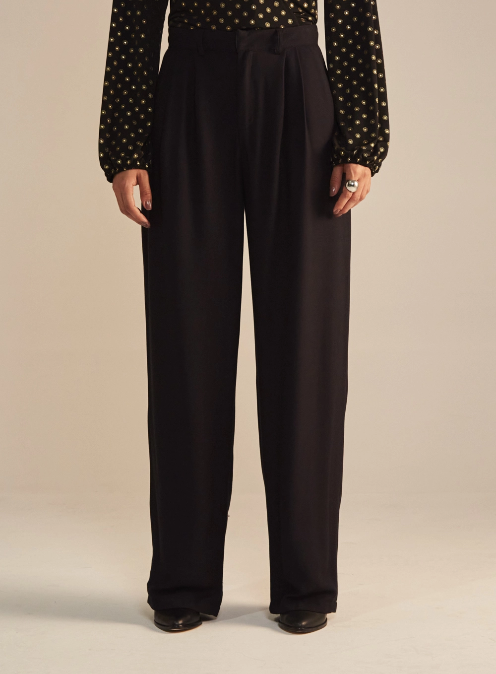 Calça Feminina Alfaiataria Wide Leg Cintura Alta Preto 2