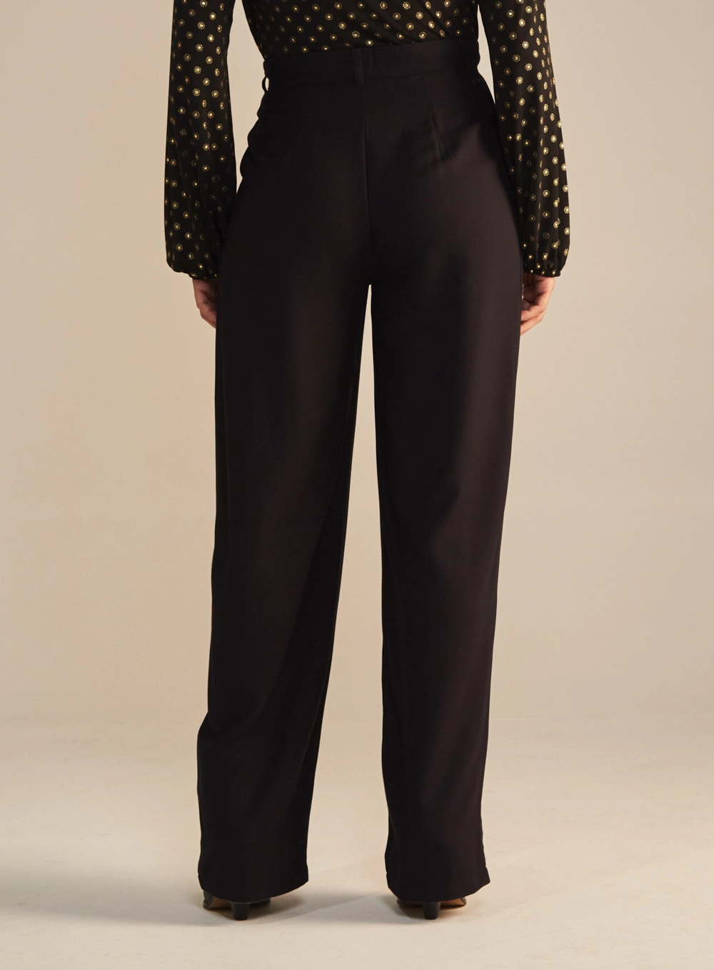 Calça Feminina Alfaiataria Wide Leg Cintura Alta Preto 4