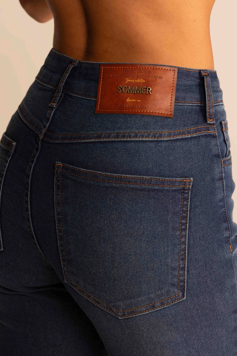 Calça Jeans Feminina Flare Cintura Média Índigo 3