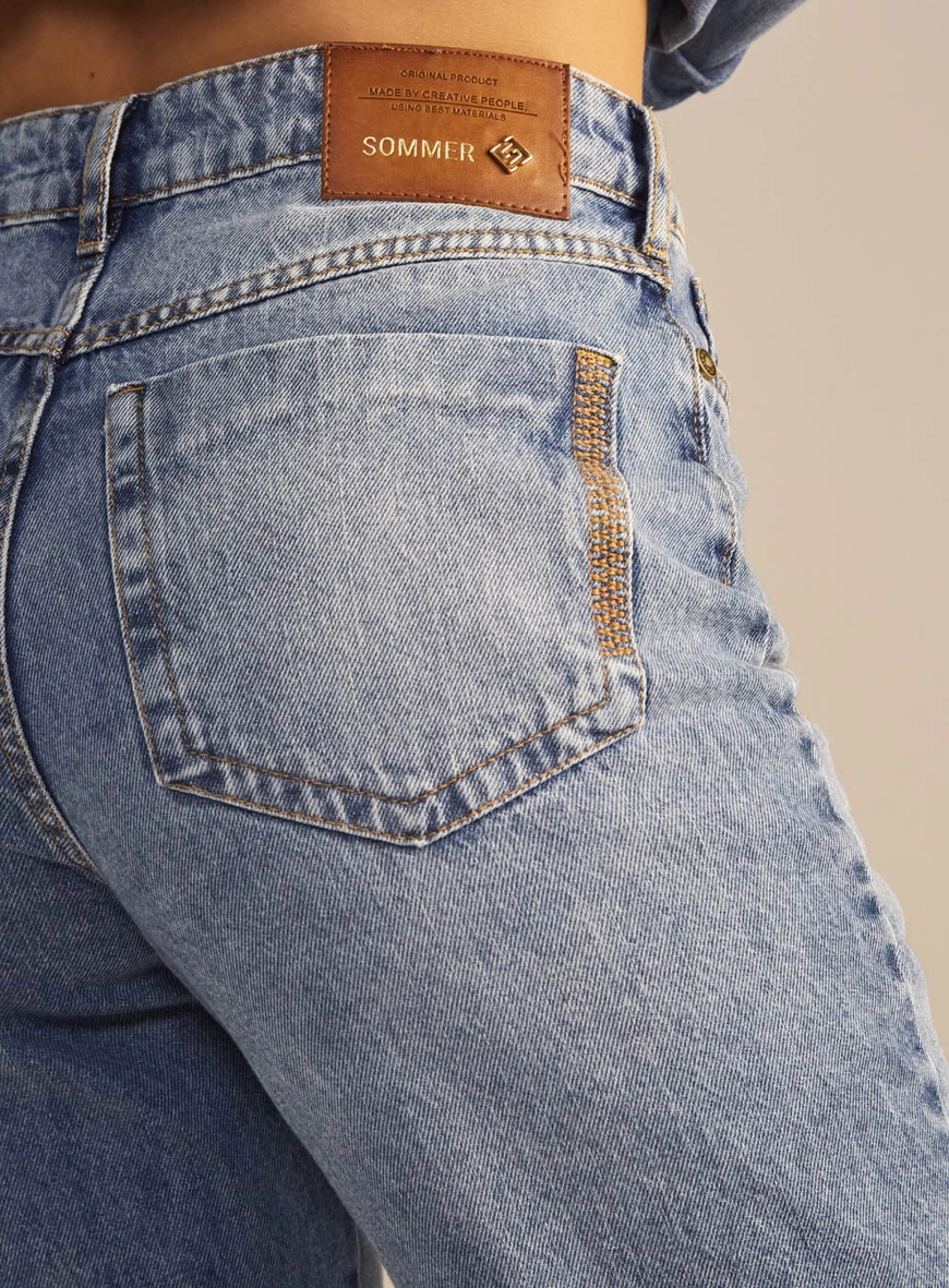 Calça Jeans Feminina Reta Slim Cintura Alta Índigo 3