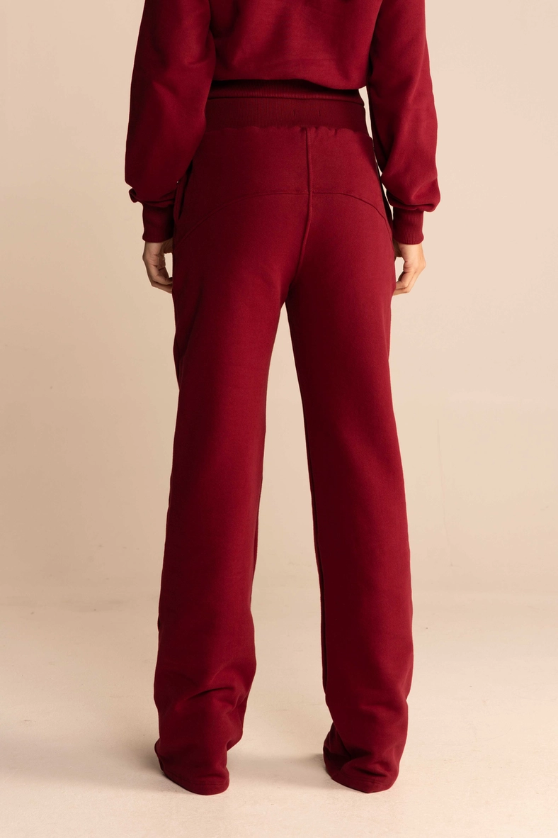 Calça Feminina Moletom Reta Comfort Bordô Bloodstone 4