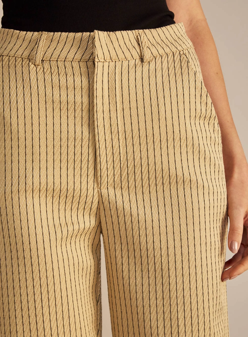 Calça Feminina Alfaiataria Reta Listrada Estampados 3