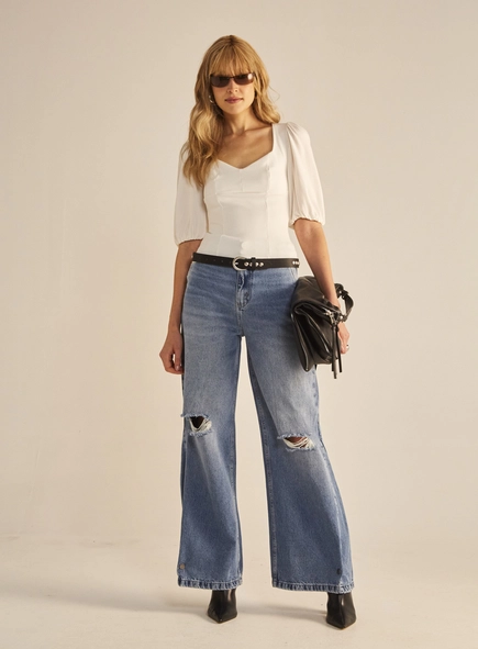 Calça Jeans Feminina Rasgo No Joelho - Alyson