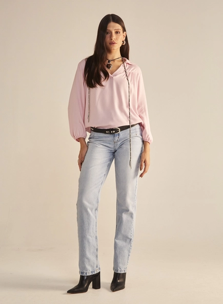 Calça Jeans Feminina Reta Slim Lavagem Clara