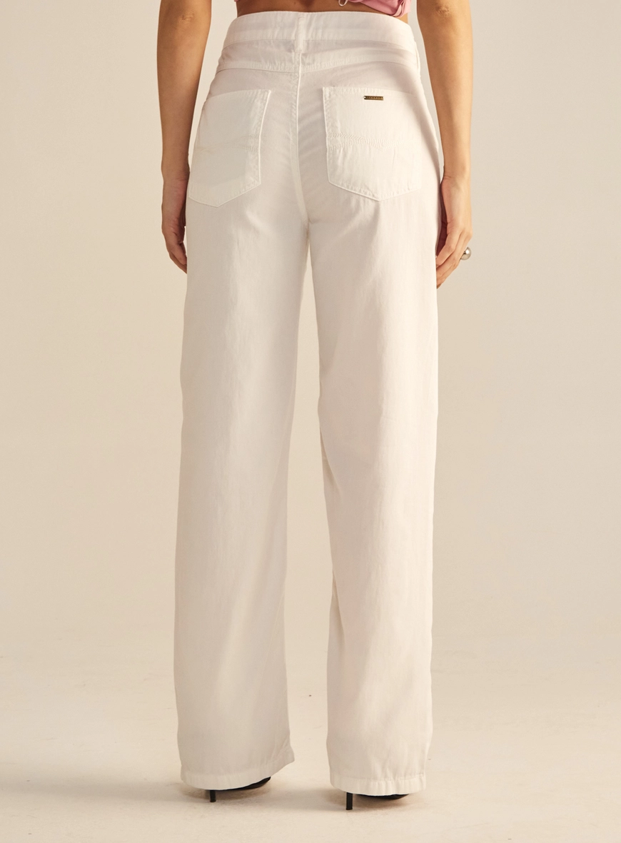 Calça Feminina Sarja Wide Leg Cintura Média Off Shell 4