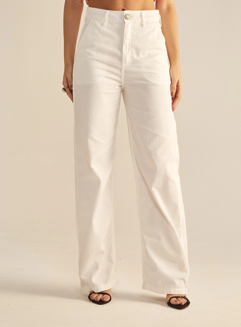 Calça Feminina Sarja Wide Leg Cintura Média Off Shell 2