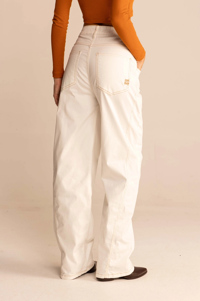 Calça Feminina Reta Sarja Pantalona Off Shell 4