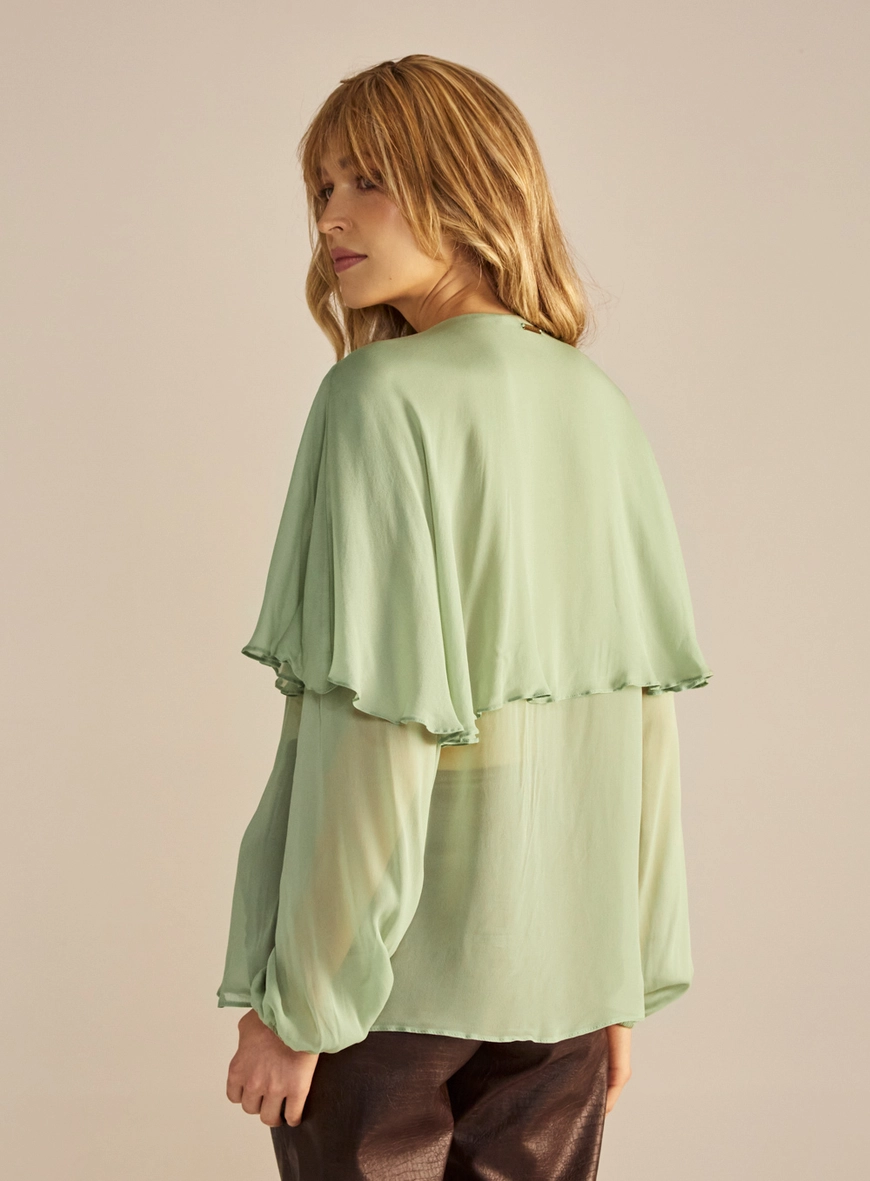 Camisa Feminina Com Babados Ampla Verde 3