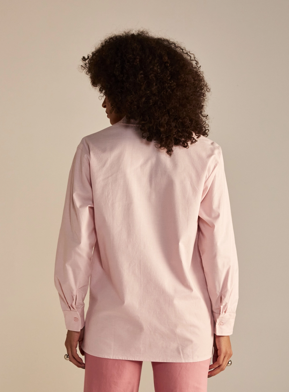 Camisa Feminina Alfaiataria Oversized Gola Polo Rosa 3