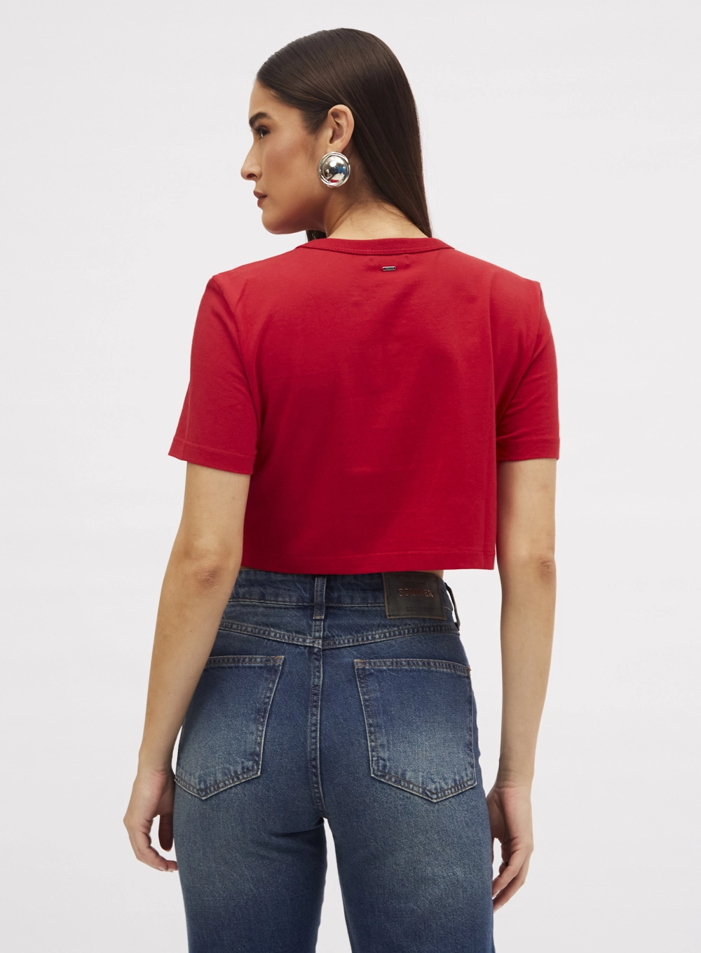 Camiseta Basic Com Bordado Manual Vermelho 3