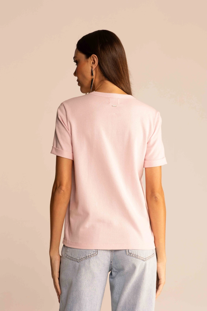 Camiseta Feminina Comfort Logo Alto Relevo Rosa 3