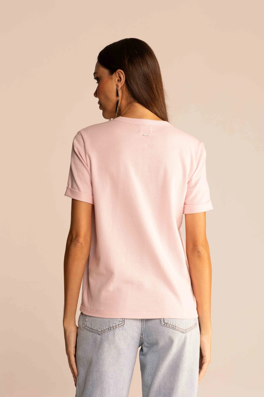 Camiseta Feminina Comfort Logo Alto Relevo Rosa 3