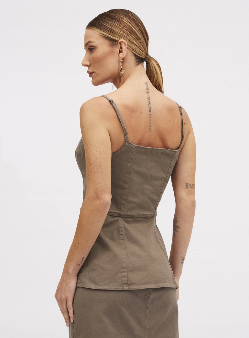Blusa Feminina Slim Acinturada Com Bolsos E Zíper Cinza 3