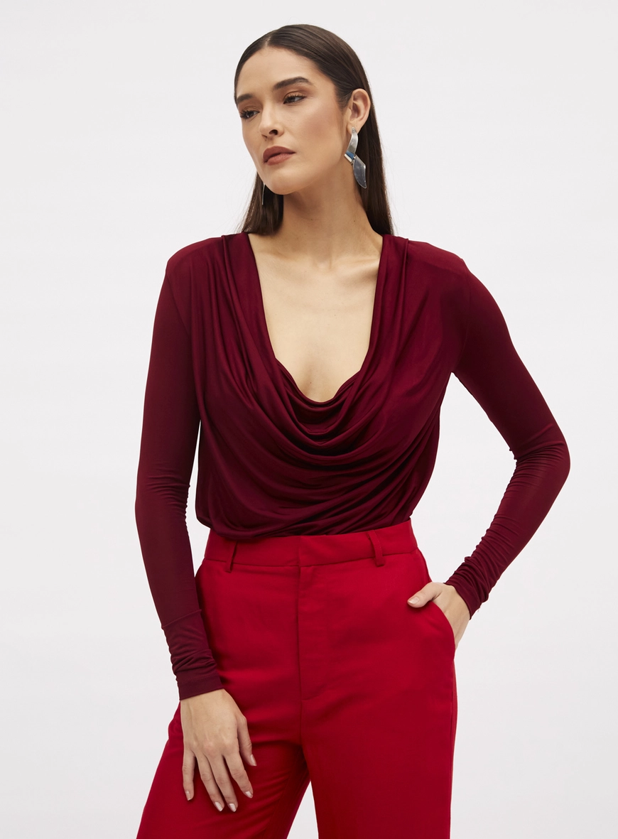 Blusa Ampla Decote U Degagê Bordô Bloodstone 2